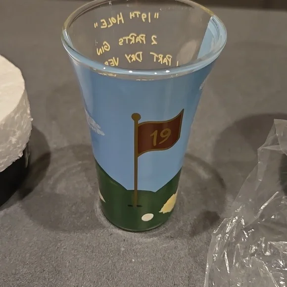 Hand Painted Shot Glass By Lolita 19th Hole 2oz New In Box Nwt Gift Golfer Bar - Picture 5 of 6